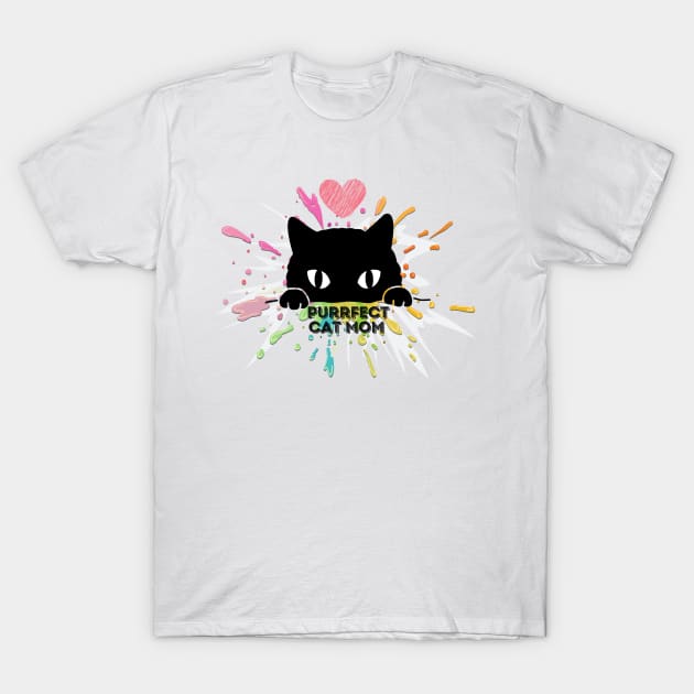 Peeking Cat Mom And Mix Paint T-Shirt by NICHE&NICHE